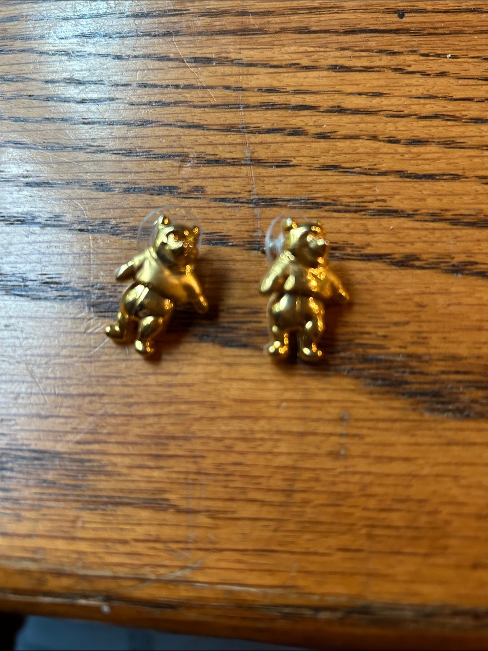 Gold Teddy Bear Stud Earrings